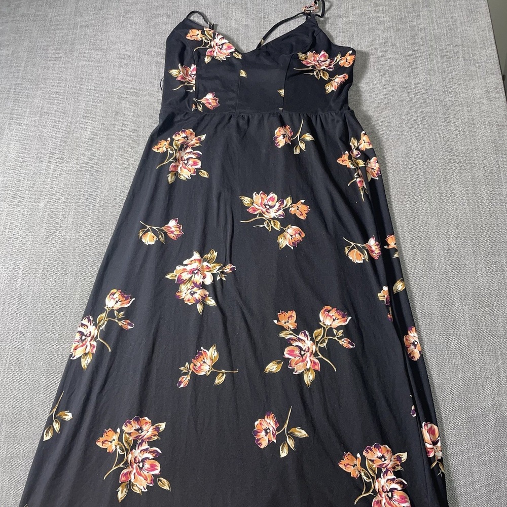 Nine Britton Black Floral Crisscross Strap Maxi Dress Women's XXL